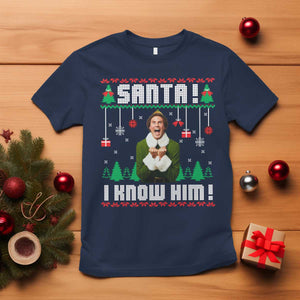 Santa I Know Him T Shirt Funny Elf Christmas TS14 Navy Print Your Wear