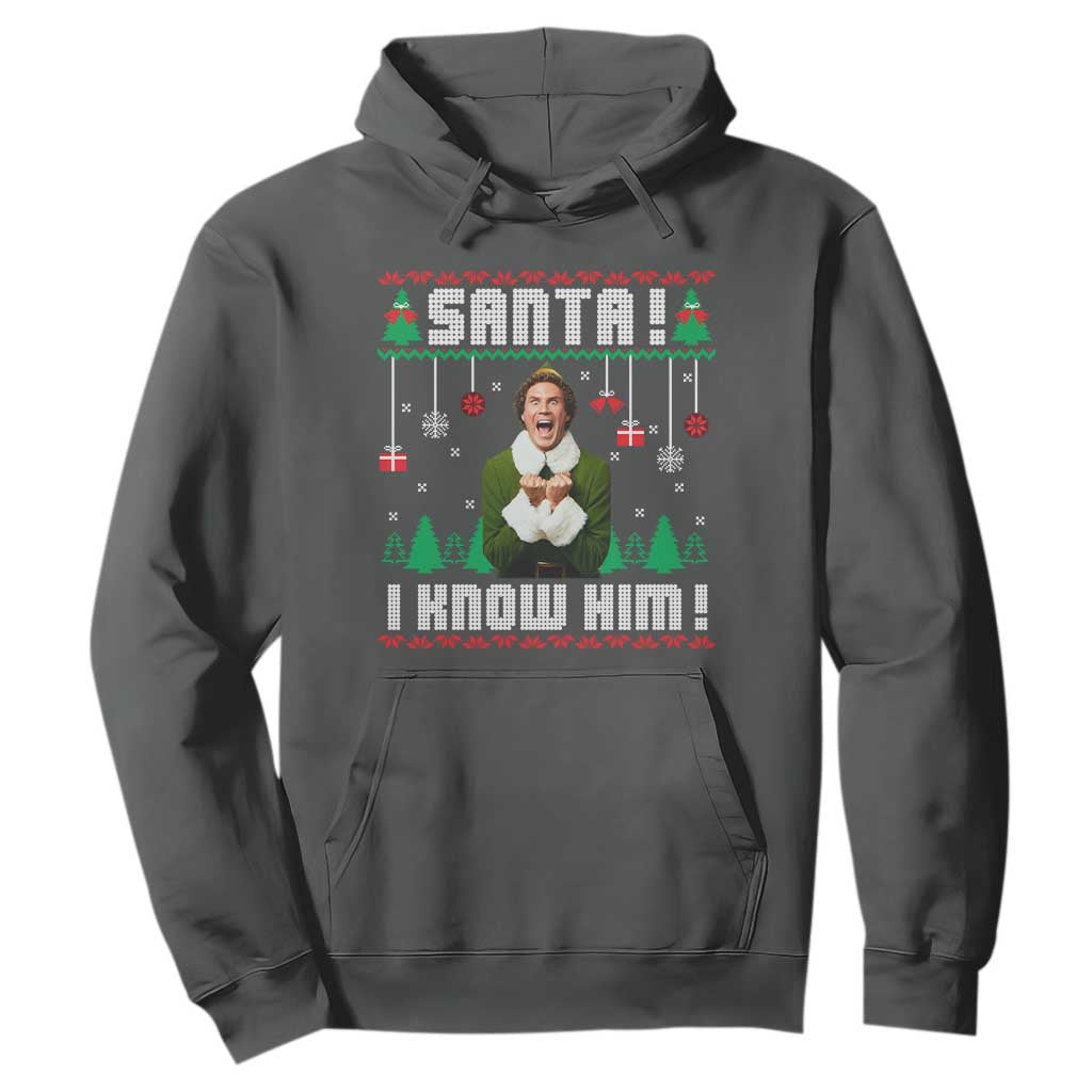 Santa I Know Him Hoodie Funny Elf Christmas TS14 Dark Heather Print Your Wear