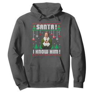 Santa I Know Him Hoodie Funny Elf Christmas TS14 Dark Heather Print Your Wear
