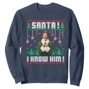 Santa I Know Him Sweatshirt Funny Elf Christmas TS14 Navy Print Your Wear