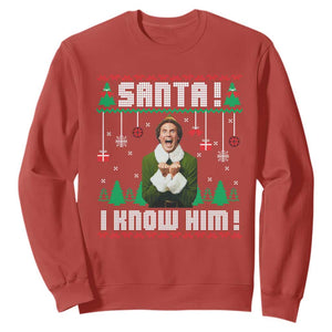 Santa I Know Him Sweatshirt Funny Elf Christmas TS14 Red Print Your Wear