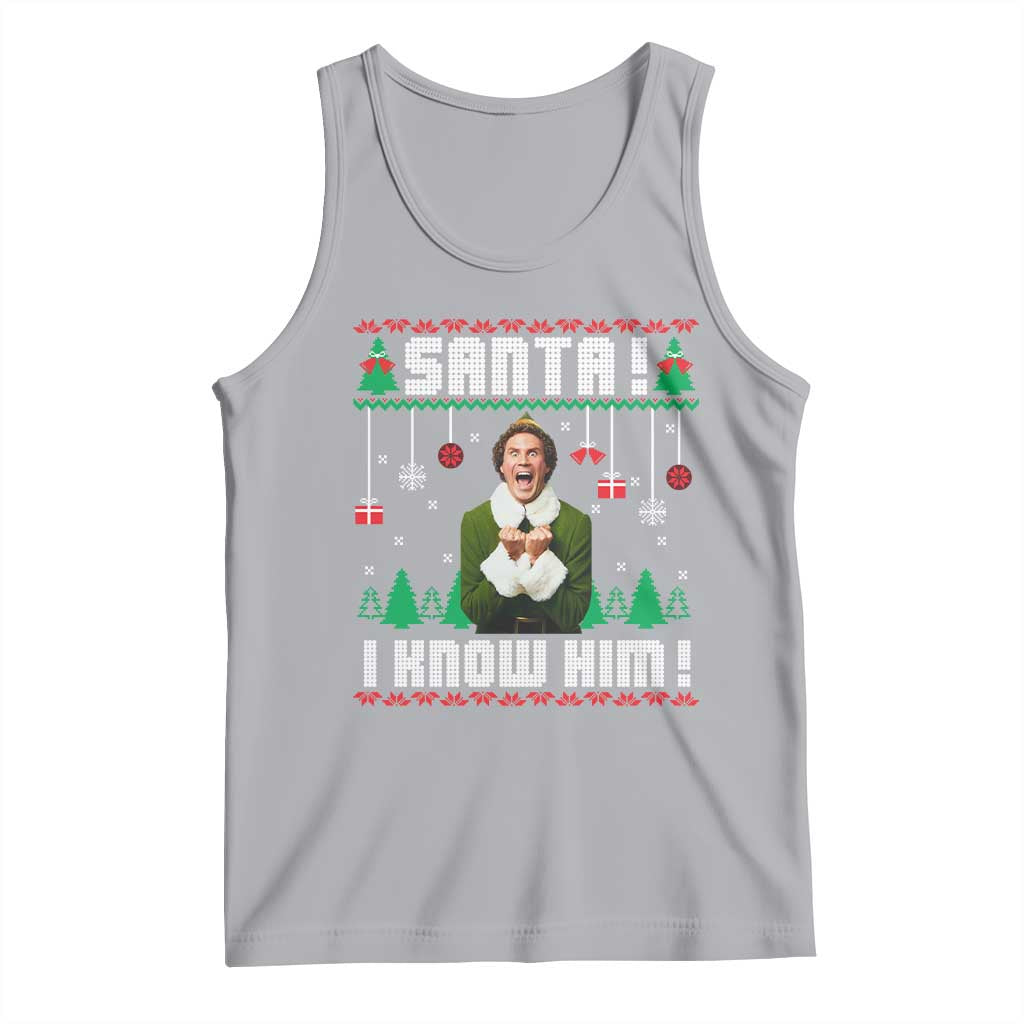 Santa I Know Him Tank Top Funny Elf Christmas TS14 Athletic Heather Print Your Wear