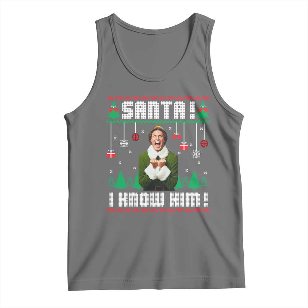 Santa I Know Him Tank Top Funny Elf Christmas TS14 Black Heather Print Your Wear