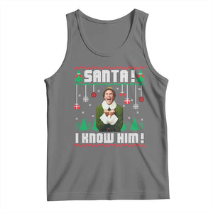 Santa I Know Him Tank Top Funny Elf Christmas TS14 Black Heather Print Your Wear