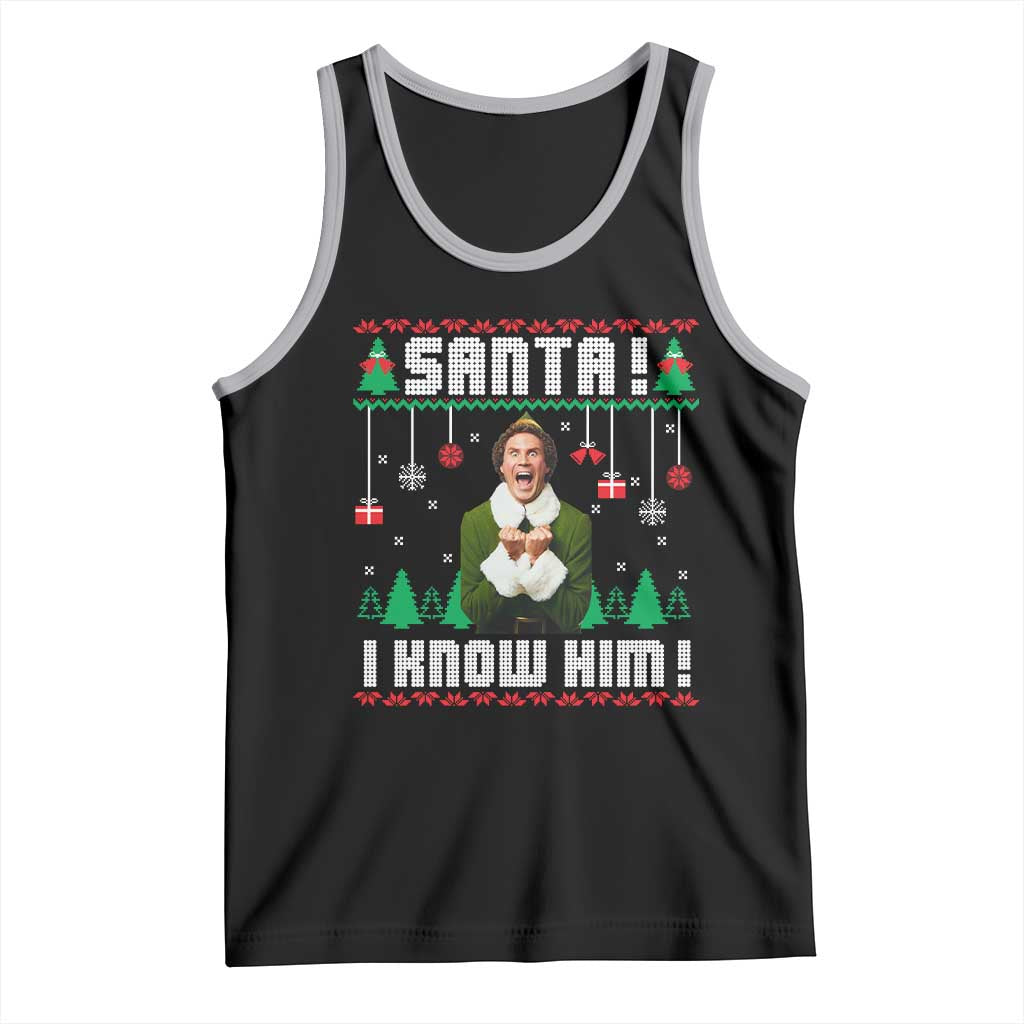 Santa I Know Him Tank Top Funny Elf Christmas TS14 Black Athletic Heather Print Your Wear