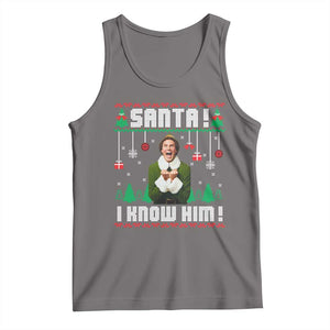 Santa I Know Him Tank Top Funny Elf Christmas TS14 Deep Heather Print Your Wear