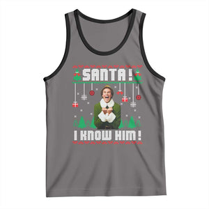 Santa I Know Him Tank Top Funny Elf Christmas TS14 Deep Heather Black Print Your Wear