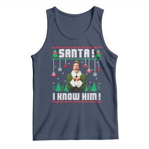 Santa I Know Him Tank Top Funny Elf Christmas TS14 Navy Print Your Wear