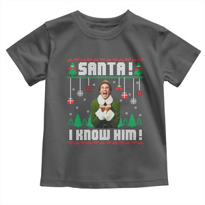 Santa I Know Him Toddler T Shirt Funny Elf Christmas TS14 Dark Heather Print Your Wear