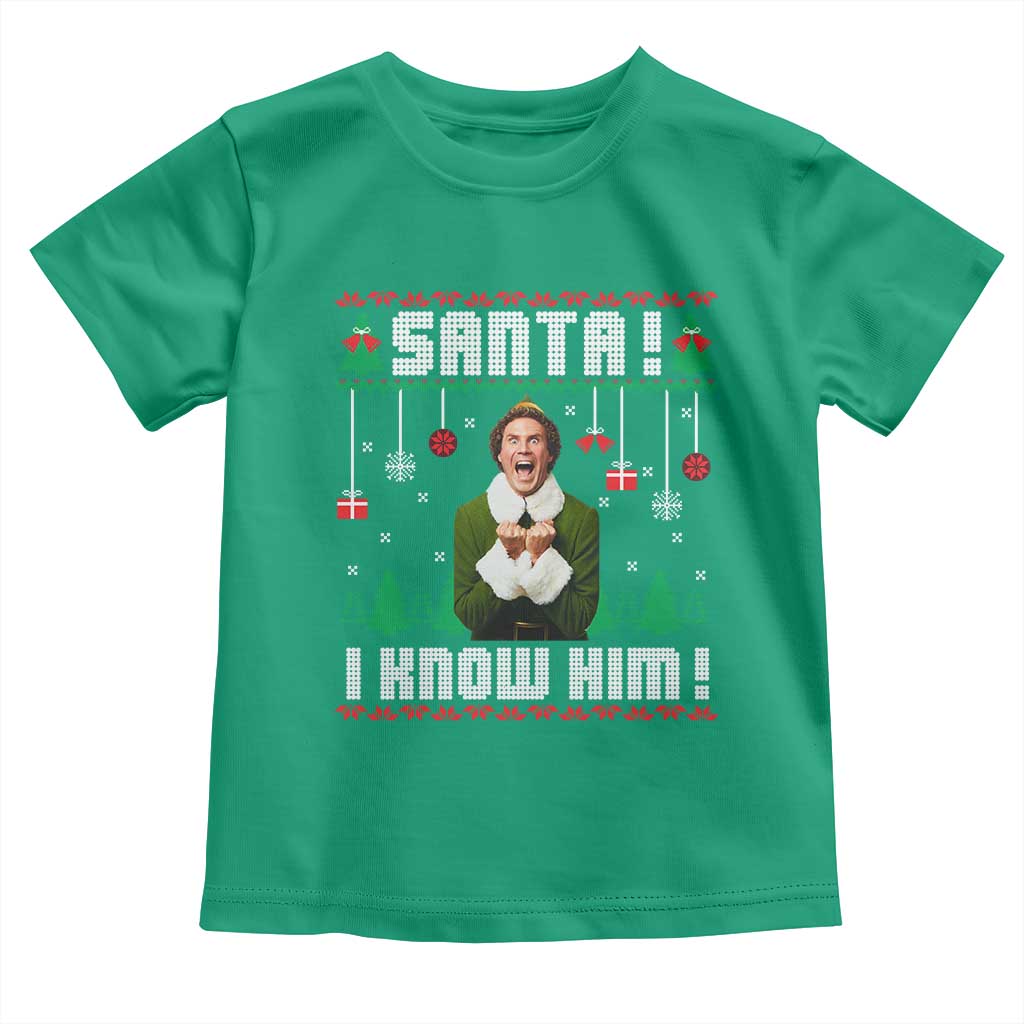 Santa I Know Him Toddler T Shirt Funny Elf Christmas TS14 Irish Green Print Your Wear