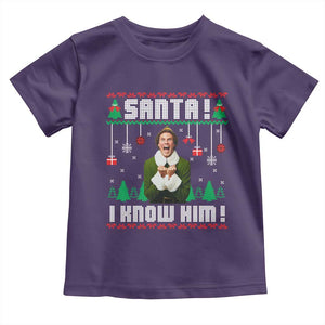 Santa I Know Him Toddler T Shirt Funny Elf Christmas TS14 Purple Print Your Wear