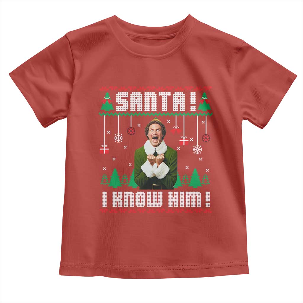 Santa I Know Him Toddler T Shirt Funny Elf Christmas TS14 Red Print Your Wear