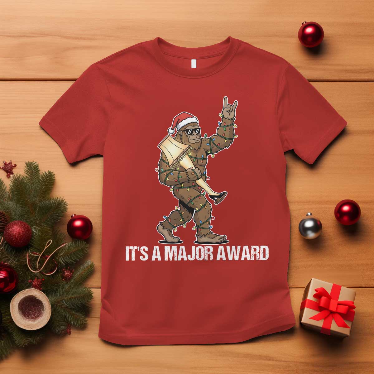 Leg Lamp Christmas T Shirt Funny Bigfoot Fra Gee Leh Xmas TS14 Red Print Your Wear