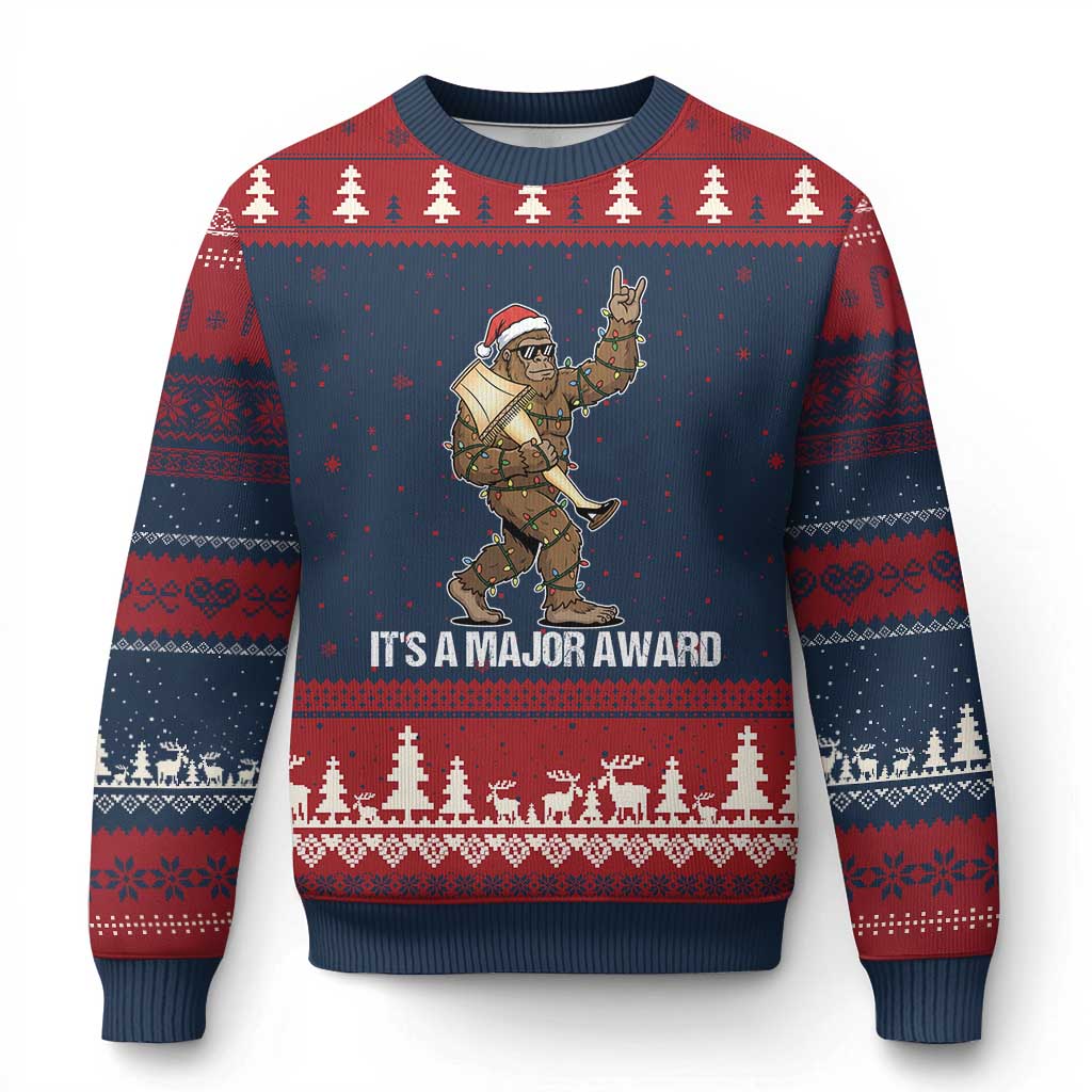 Leg Lamp Xmas Ugly Christmas Sweater Funny Bigfoot Fra Gee Leh Xmas TS14 Navy Red Print Your Wear