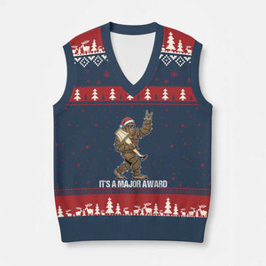 Leg Lamp Xmas V-Neck Knit Sweater Vest Funny Bigfoot Fra Gee Leh Xmas TS14 Navy Red Print Your Wear