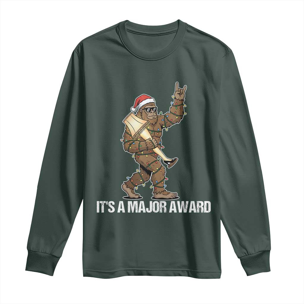 Leg Lamp Christmas Long Sleeve Shirt Funny Bigfoot Fra Gee Leh Xmas TS14 Dark Forest Green Print Your Wear