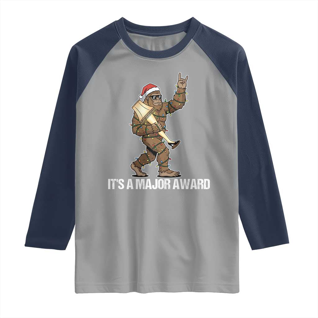 Leg Lamp Christmas Raglan Shirt Funny Bigfoot Fra Gee Leh Xmas TS14 Sport Gray Navy Print Your Wear