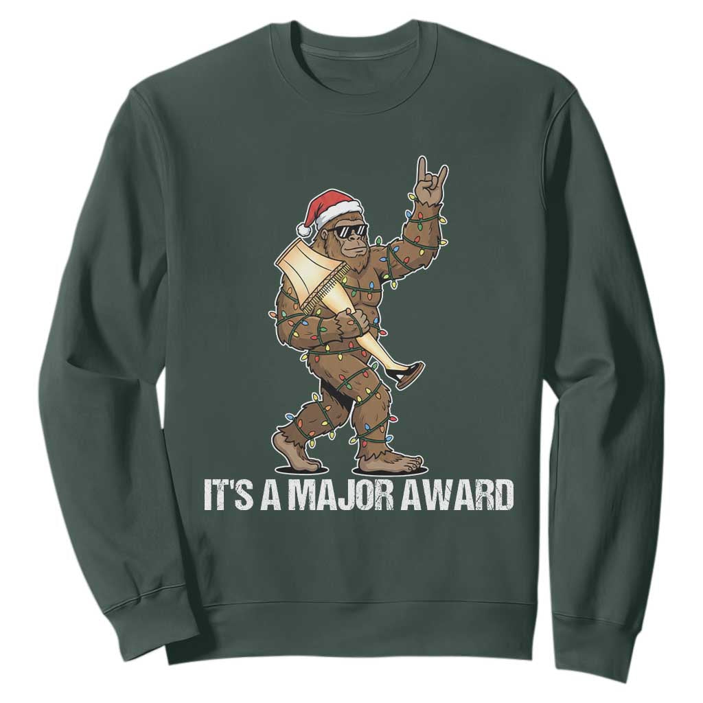 Leg Lamp Christmas Sweatshirt Funny Bigfoot Fra Gee Leh Xmas TS14 Dark Forest Green Print Your Wear