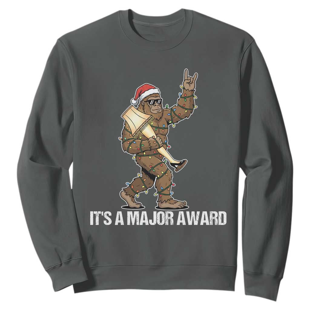 Leg Lamp Christmas Sweatshirt Funny Bigfoot Fra Gee Leh Xmas TS14 Dark Heather Print Your Wear