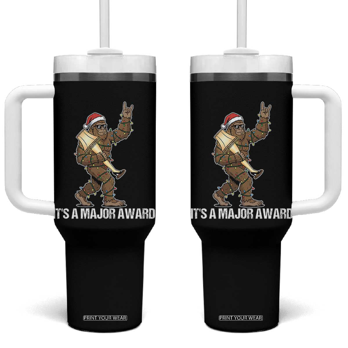 Leg Lamp Christmas Tumbler With Handle Funny Bigfoot Fra Gee Leh Xmas TS14 One Size: 40 oz Black Print Your Wear