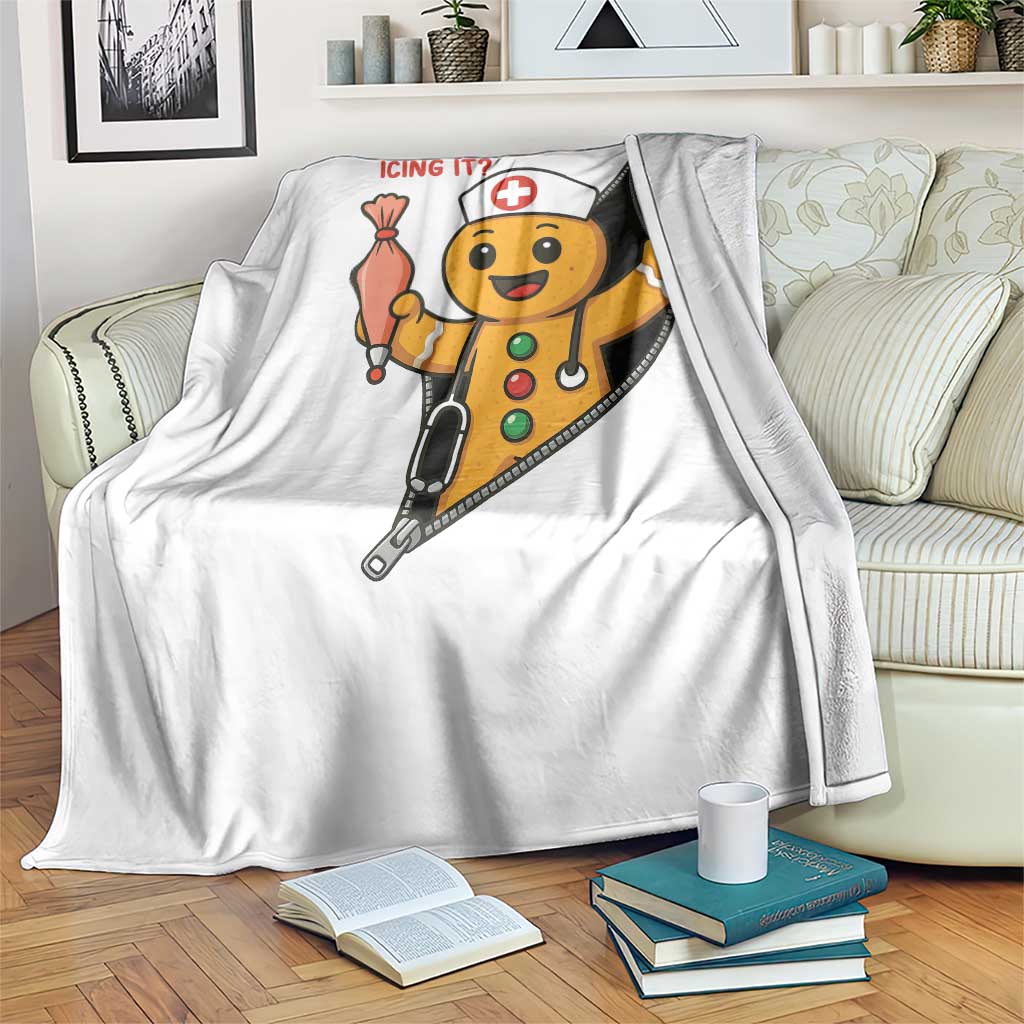 Funny ICU Nurse Christmas Throw Blanket Gingerbread Did You Try Icing It TS14 Print Your Wear