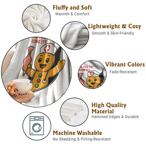 Funny ICU Nurse Christmas Throw Blanket Gingerbread Did You Try Icing It TS14 Print Your Wear