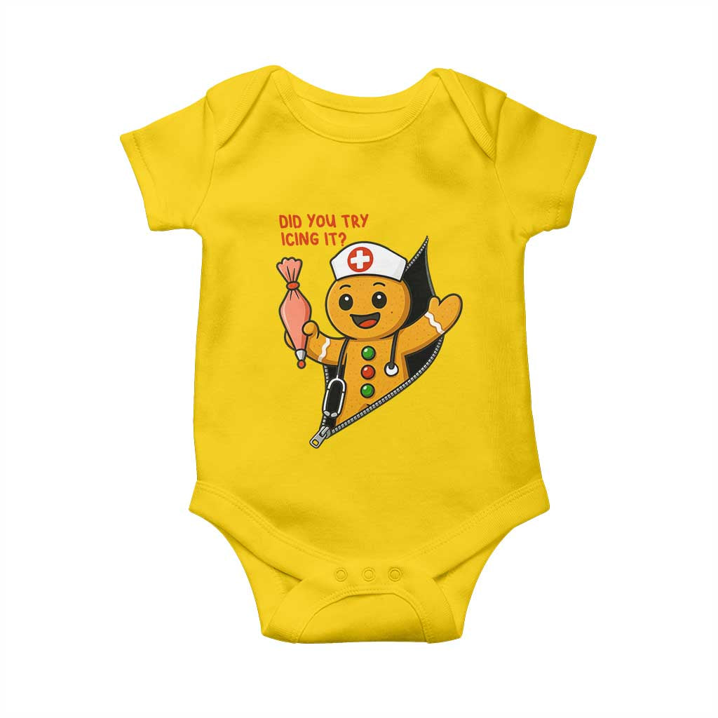 Funny ICU Nurse Christmas Baby Onesie Gingerbread Did You Try Icing It TS14 Daisy Print Your Wear