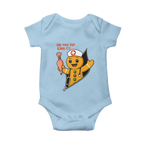 Funny ICU Nurse Christmas Baby Onesie Gingerbread Did You Try Icing It TS14 Light Blue Print Your Wear