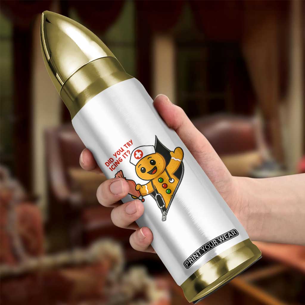 Funny ICU Nurse Christmas Bullet Tumbler Gingerbread Did You Try Icing It TS14 Print Your Wear