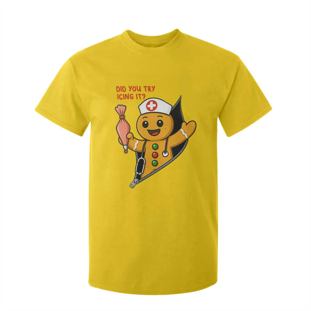 Funny ICU Nurse Christmas T Shirt For Kid Gingerbread Did You Try Icing It TS14 Daisy Print Your Wear