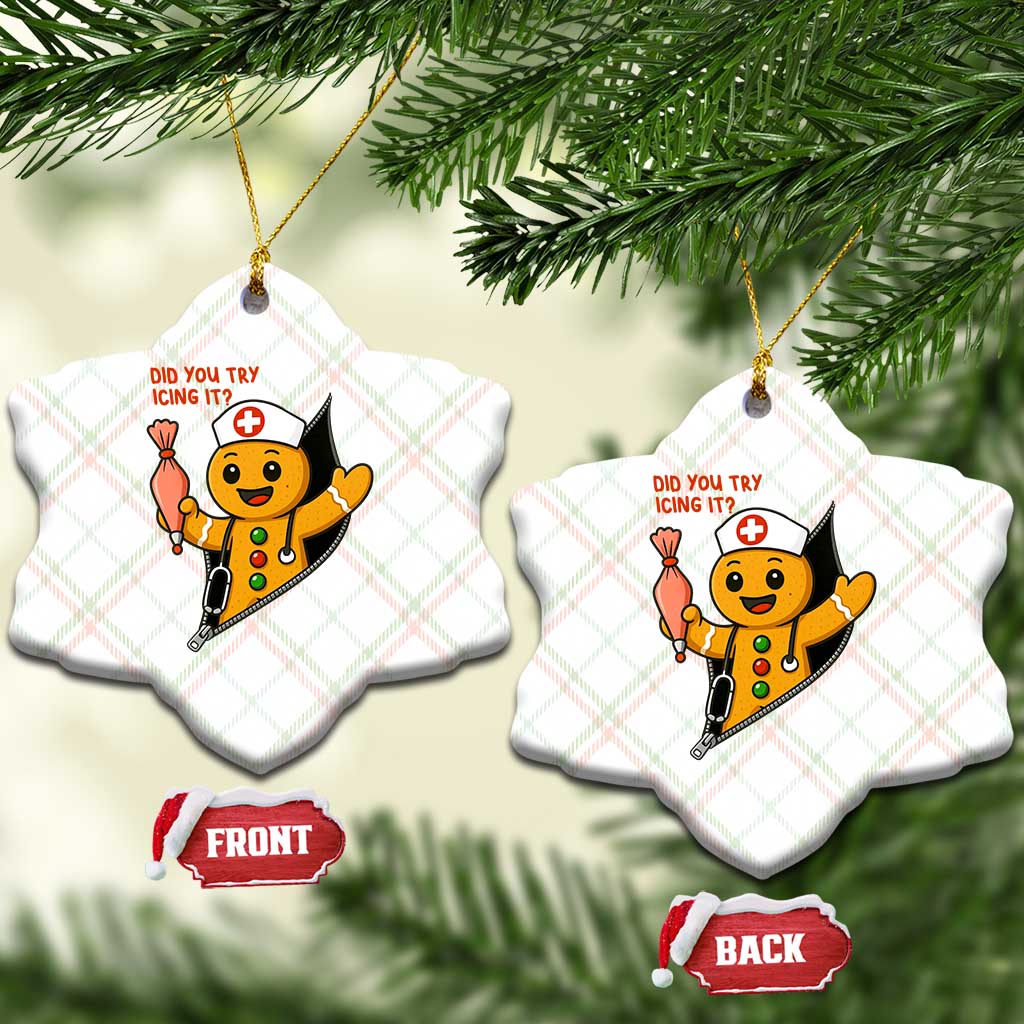 Funny ICU Nurse Christmas Ceramic Ornament Gingerbread Did You Try Icing It TS14 Print Your Wear