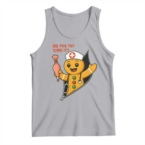 Funny ICU Nurse Christmas Tank Top Gingerbread Did You Try Icing It TS14 Athletic Heather Print Your Wear