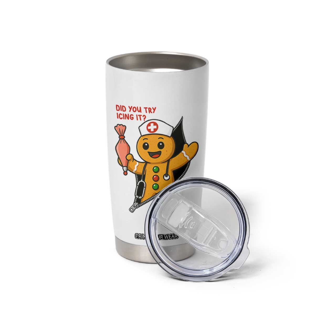 Funny ICU Nurse Christmas Tumbler Cup Gingerbread Did You Try Icing It TS14 Print Your Wear