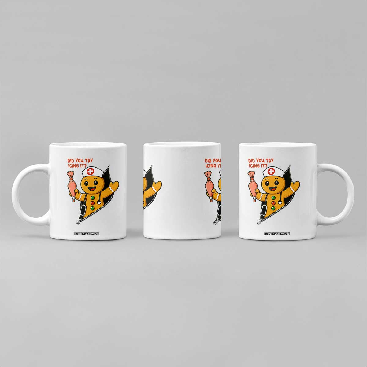 Funny ICU Nurse Christmas Coffee Mug Gingerbread Did You Try Icing It TS14 Print Your Wear