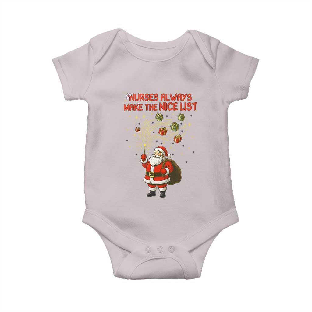 Funny Nurse Christmas Baby Onesie Nurses Always Make The Nice List TS14 Ice Gray Print Your Wear