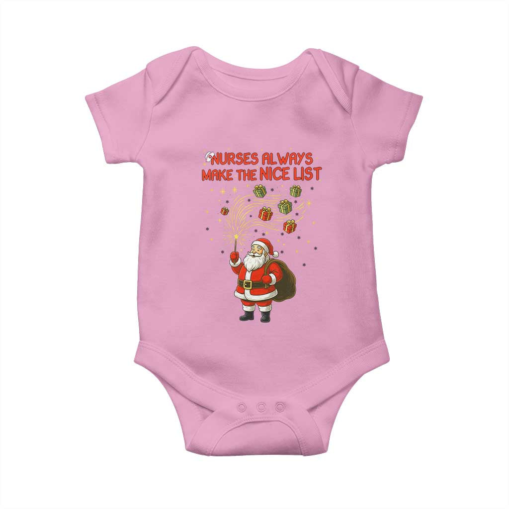 Funny Nurse Christmas Baby Onesie Nurses Always Make The Nice List TS14 Light Pink Print Your Wear