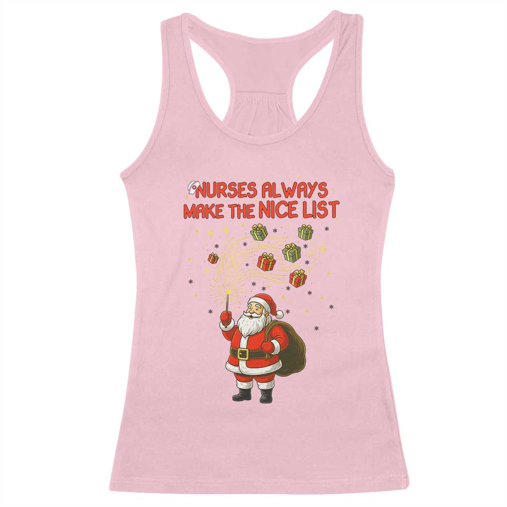 Funny Nurse Christmas Racerback Tank Top Nurses Always Make The Nice List TS14 Light Pink Print Your Wear