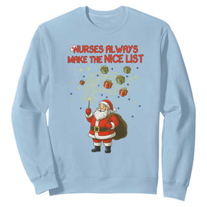 Funny Nurse Christmas Sweatshirt Nurses Always Make The Nice List TS14 Light Blue Print Your Wear
