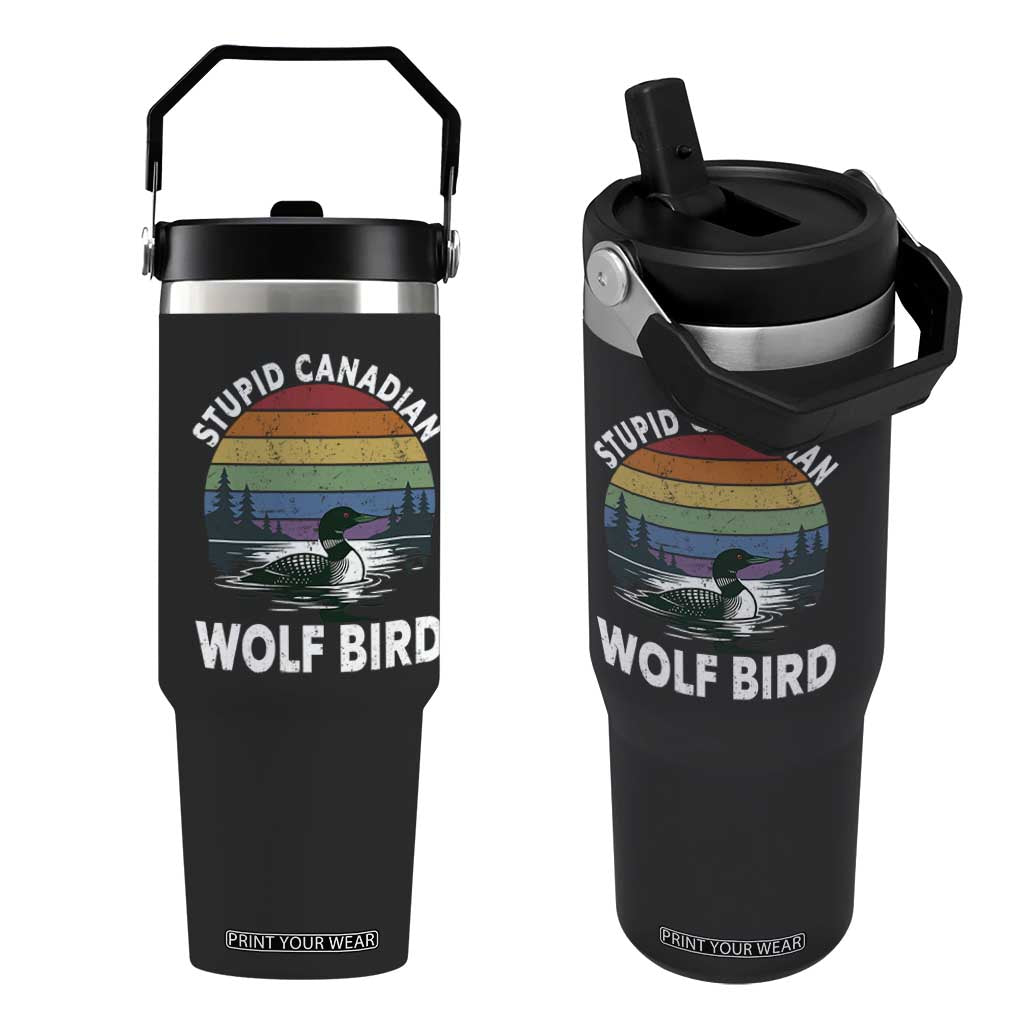 Stupid Canadian Wolf Bird Flip Straw Tumbler Sarcastic Animal Meme TS14 One Size: 30 oz Black Print Your Wear