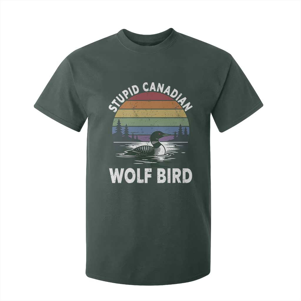 Stupid Canadian Wolf Bird T Shirt For Kid Sarcastic Animal Meme TS14 Dark Forest Green Print Your Wear