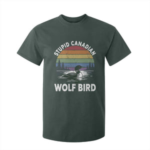 Stupid Canadian Wolf Bird T Shirt For Kid Sarcastic Animal Meme TS14 Dark Forest Green Print Your Wear