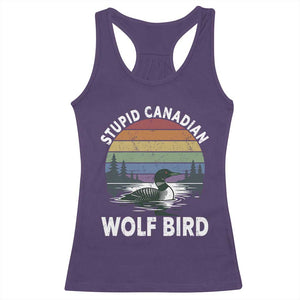 Stupid Canadian Wolf Bird Racerback Tank Top Sarcastic Animal Meme TS14 Purple Print Your Wear