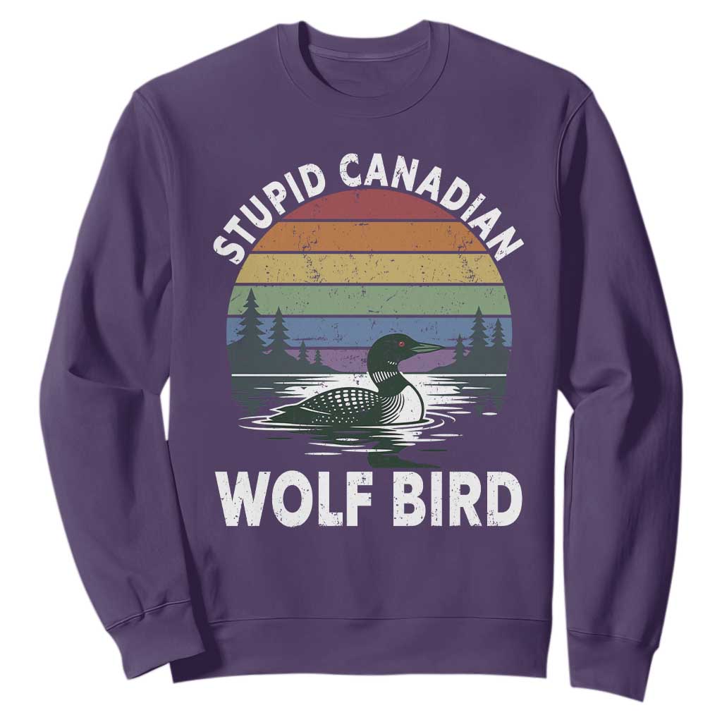 Stupid Canadian Wolf Bird Sweatshirt Sarcastic Animal Meme TS14 Purple Print Your Wear