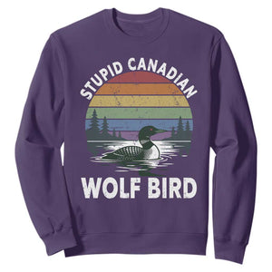Stupid Canadian Wolf Bird Sweatshirt Sarcastic Animal Meme TS14 Purple Print Your Wear