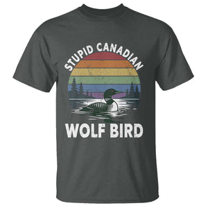 Stupid Canadian Wolf Bird T Shirt Sarcastic Animal Meme TS14 Dark Heather Print Your Wear
