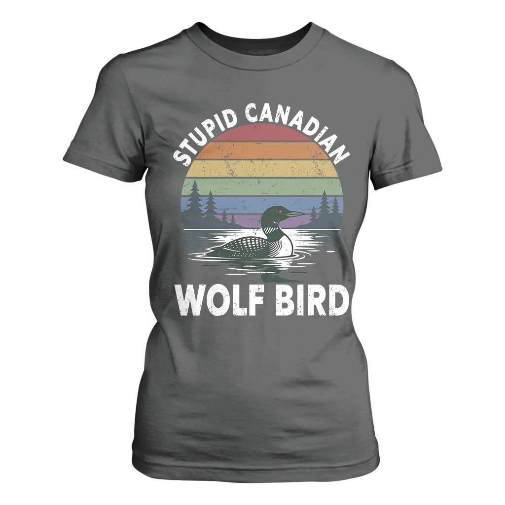 Stupid Canadian Wolf Bird T Shirt For Women Sarcastic Animal Meme TS14 Dark Heather Print Your Wear