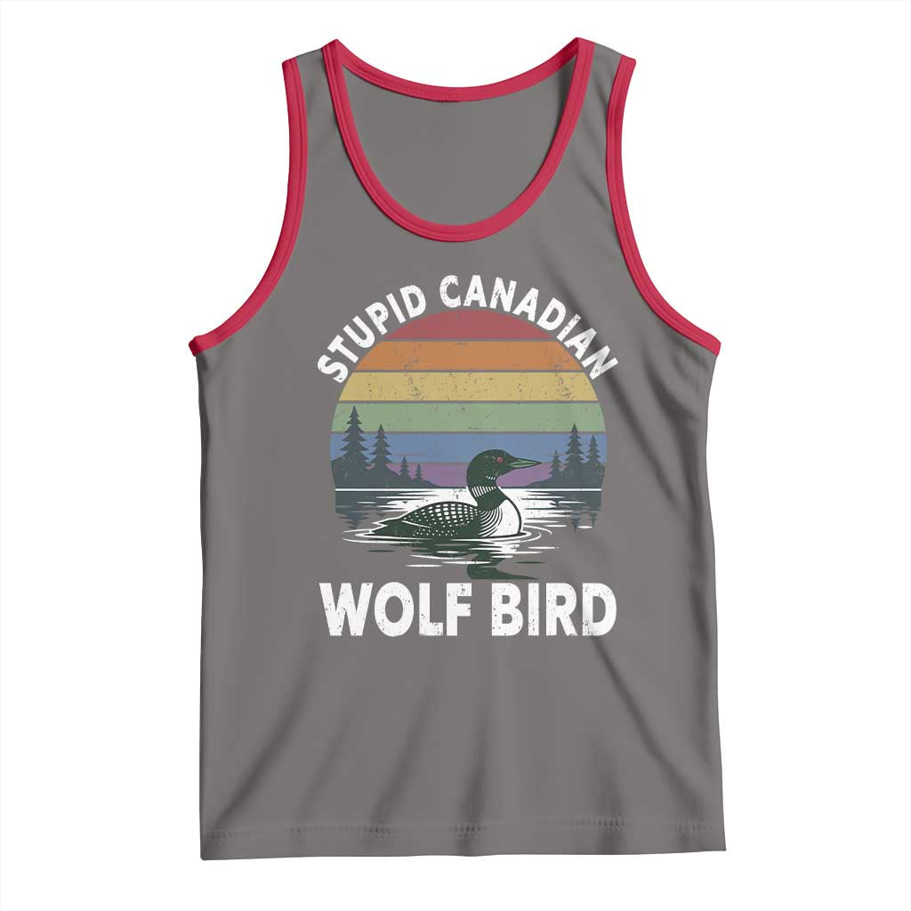 Stupid Canadian Wolf Bird Tank Top Sarcastic Animal Meme TS14 Deep Heather Red Print Your Wear