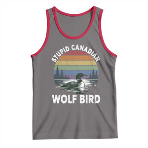 Stupid Canadian Wolf Bird Tank Top Sarcastic Animal Meme TS14 Deep Heather Red Print Your Wear