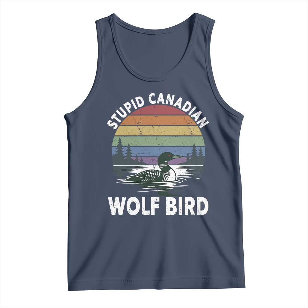 Stupid Canadian Wolf Bird Tank Top Sarcastic Animal Meme TS14 Navy Print Your Wear