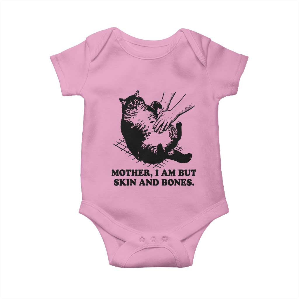 Funny Cat Mom Cat Lover Baby Onesie Mother I Am But Skin and Bones TS14 Light Pink Print Your Wear